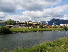 River Váh near the paper mill at Ružomberok