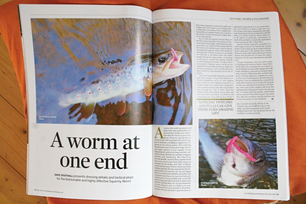 Sample of article "A worm at one end" from July 2015 issue of Fly Fishing & Fly Tying Magazine