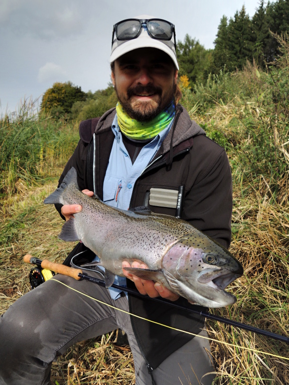 Trophy rainbow from bank fishing while beautiful sunny day at the end of October.