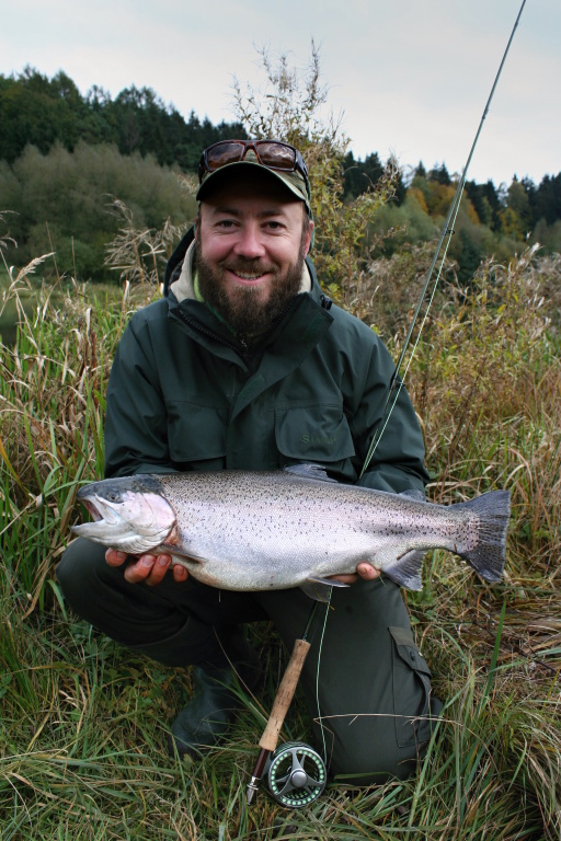Another big autumn lake rainbow caught by my friend on small PTN nymph.