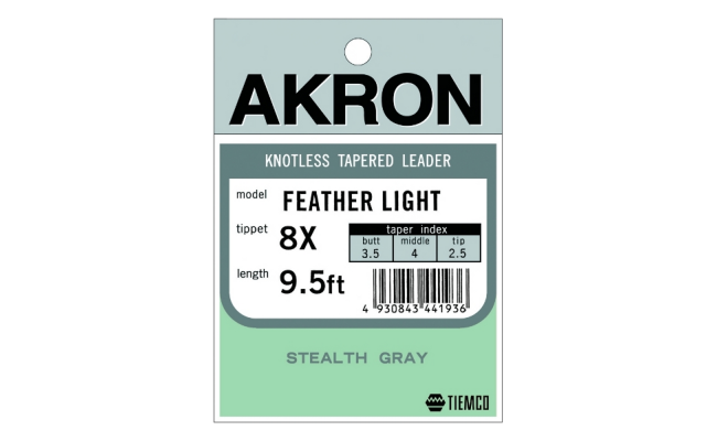 Tapered Leader Tiemco Akron Knotless Feather Light Tapered Leader Tiemco Akron Knotless Feather Light 9,5 ft 5X