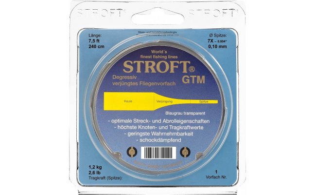 Nylon Tapered Leader Stroft GTM Fly 2,40 m Nylon Tapered Leader Stroft GTM Fly 2,40 m, 0,10 - 0,40 mm