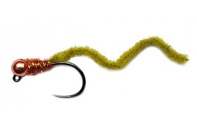 Micro-Chenille Worm Copper Head Olive ... Micro-Chenille Worm Copper Head Olive Jig, Size 14